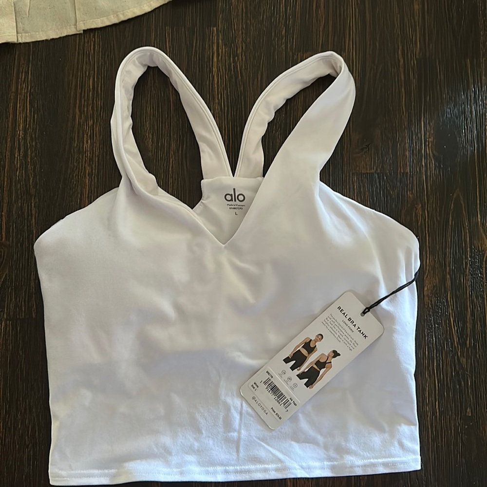 NWT Alo Yoga Real Bra Tank White